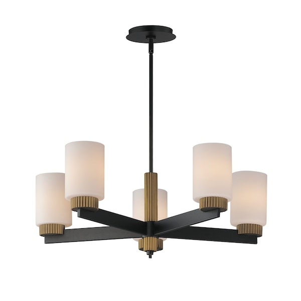 Maxim Lighting Ruffles 5-Light Chandelier, Black/Antique Brass 32655SWBKAB - main